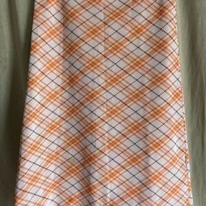 Vintage 1970s Orange and Brown Midi Skirt Size 10
